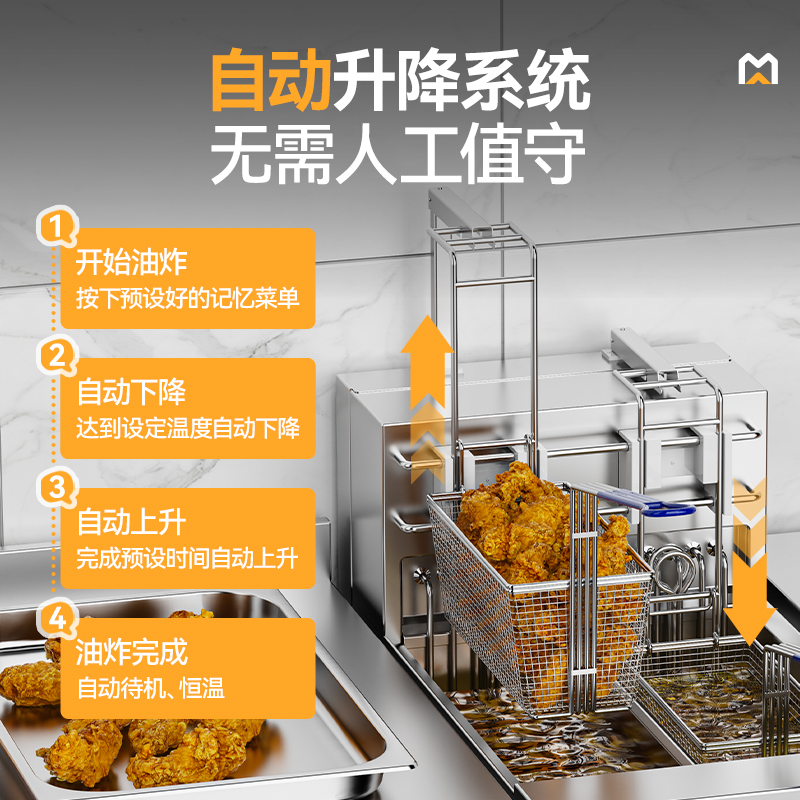  麦大厨18kw立式单缸双筛自动升降电炸炉商用电炸锅JDZL-L05
