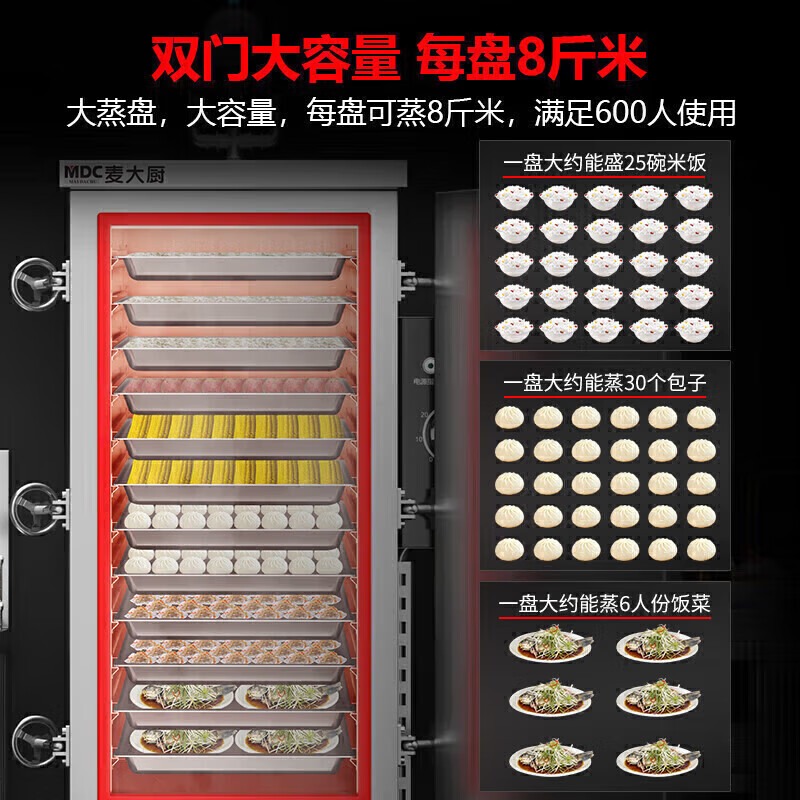MDC商用高原蒸柜电热款24盘双门蒸饭柜24KW