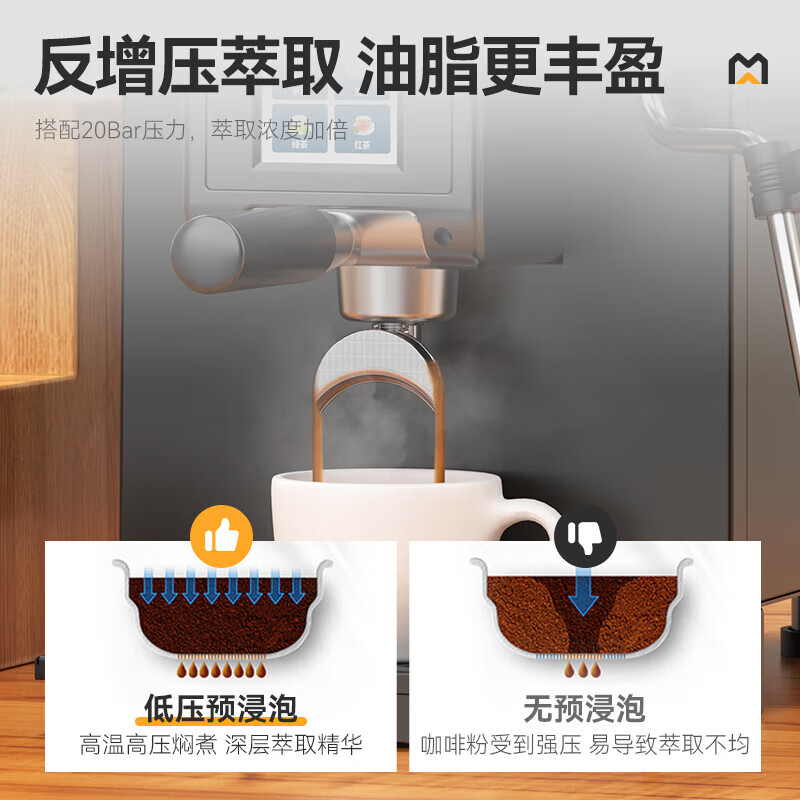 麦大厨小钢炮系列2.2KW商用半自动咖啡机