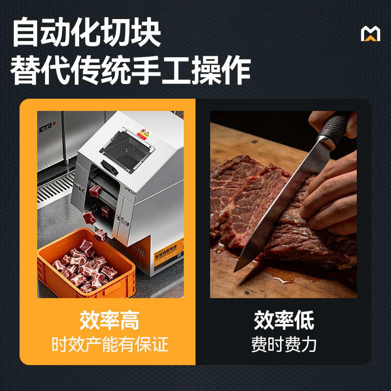 麦大厨全自动带骨切肉机商用全自动剁切肉块机多规格可调