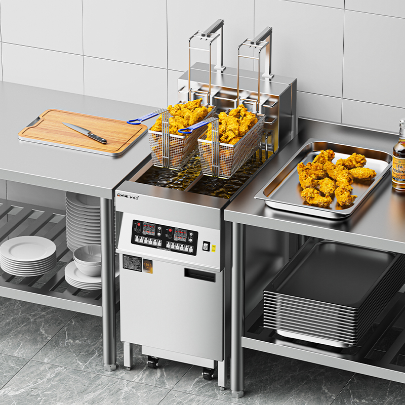 麦大厨18kw立式双缸双筛自动升降连滤油车电炸炉商用JDZL-L08