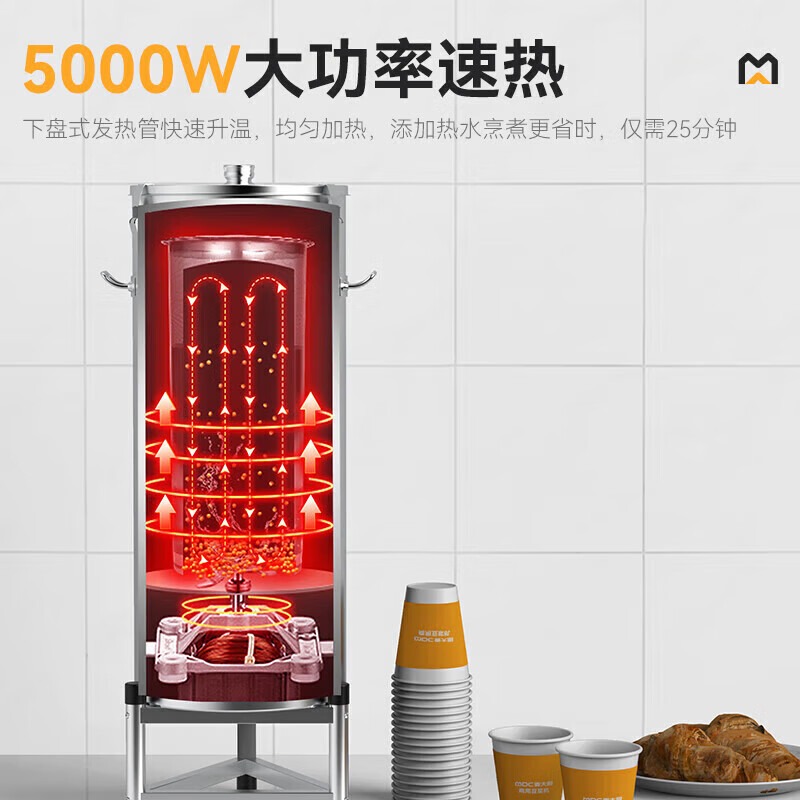 麦大厨商用至尊款双层豆浆机全自动干湿两用磨煮一体机50L