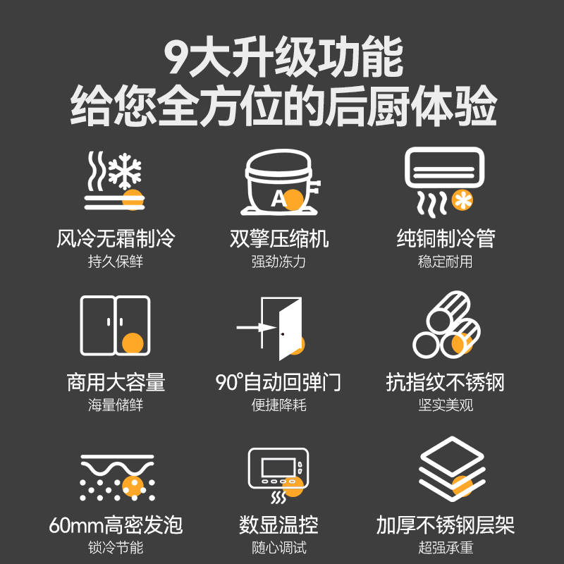 MDC商用四六门冰柜风冷无霜冷藏插盘款两门冰柜